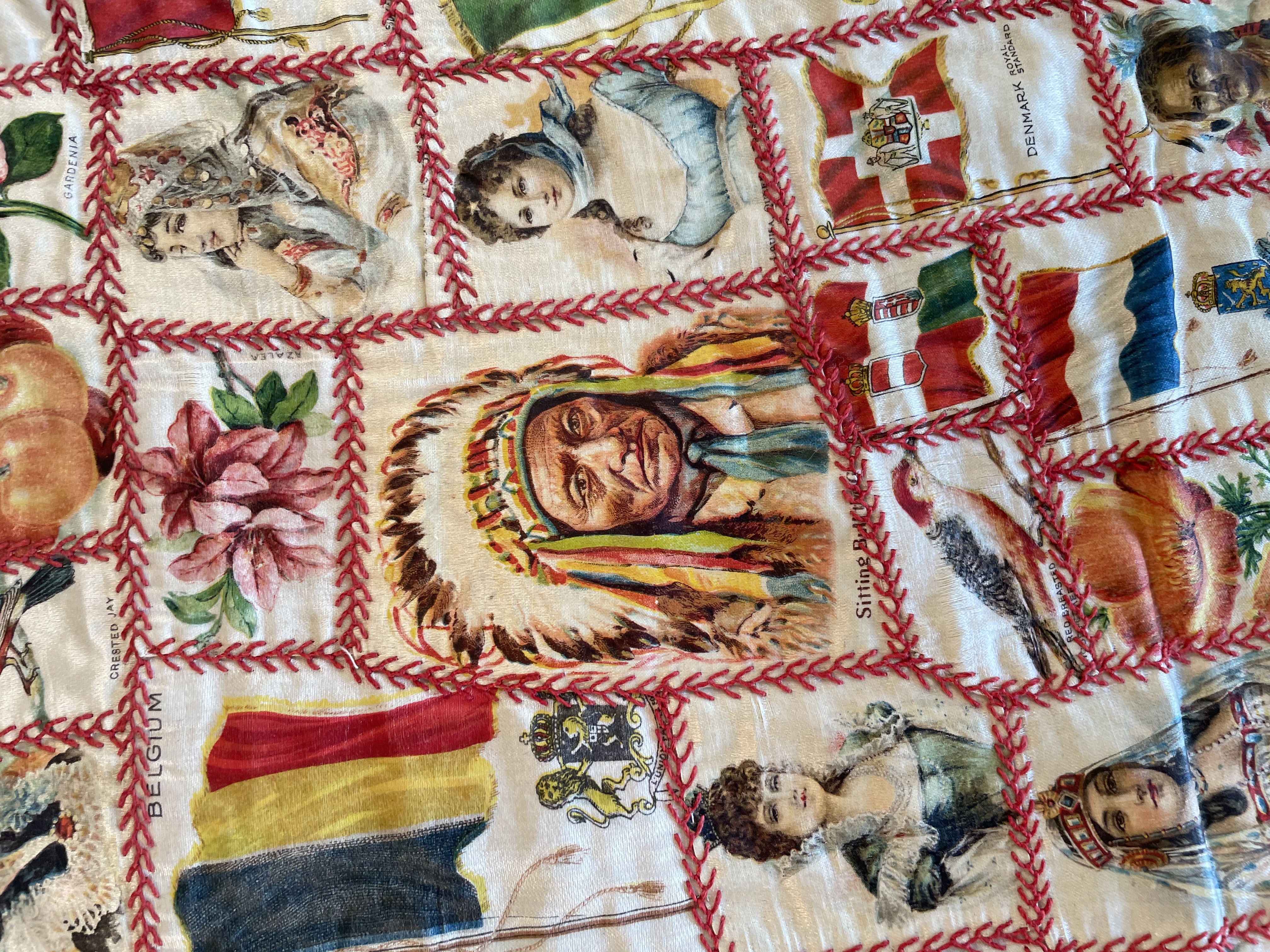 close up of section of quilt featuring Sitting Bull